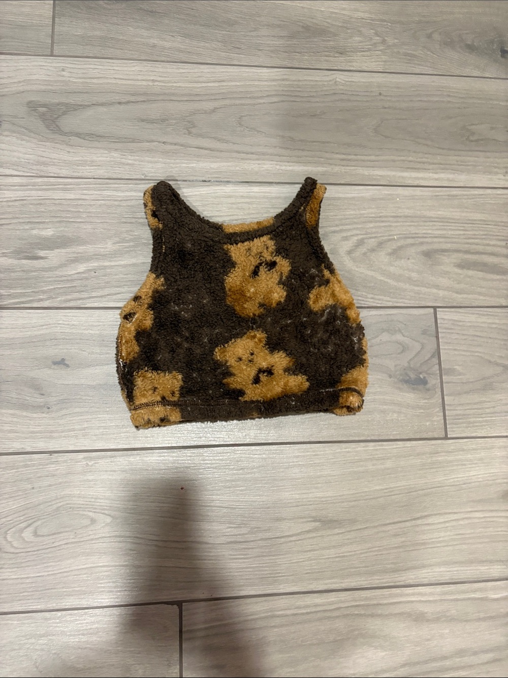 Kids Brown & Mustard Fuzzy Tank Top